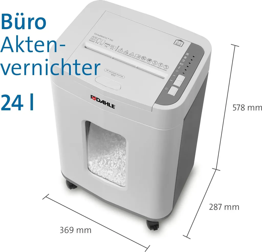 Destructeur de documents Dahle anti-bourrage 150 feuilles auto P-4