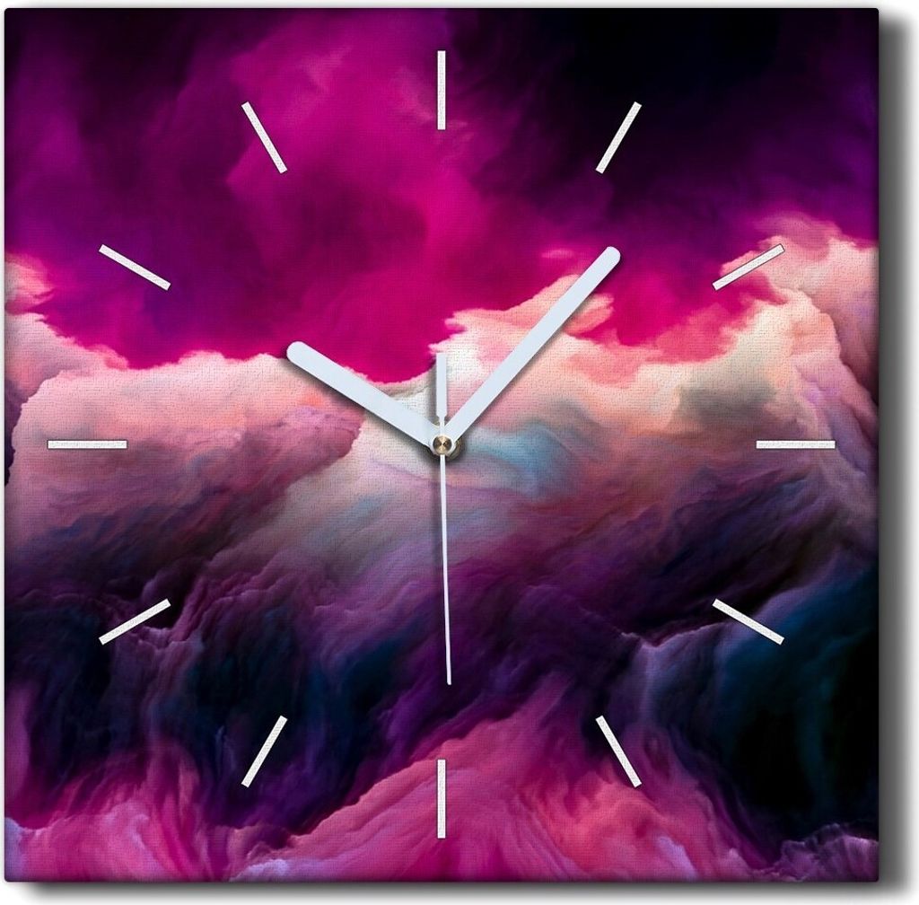 Coloray Hodiny Unikátní 30x30 cm Tiché hodiny Pro obývací pokoj a kuchyň Nástěnné hodiny Plátno Černé ručičky hodin - Mraky