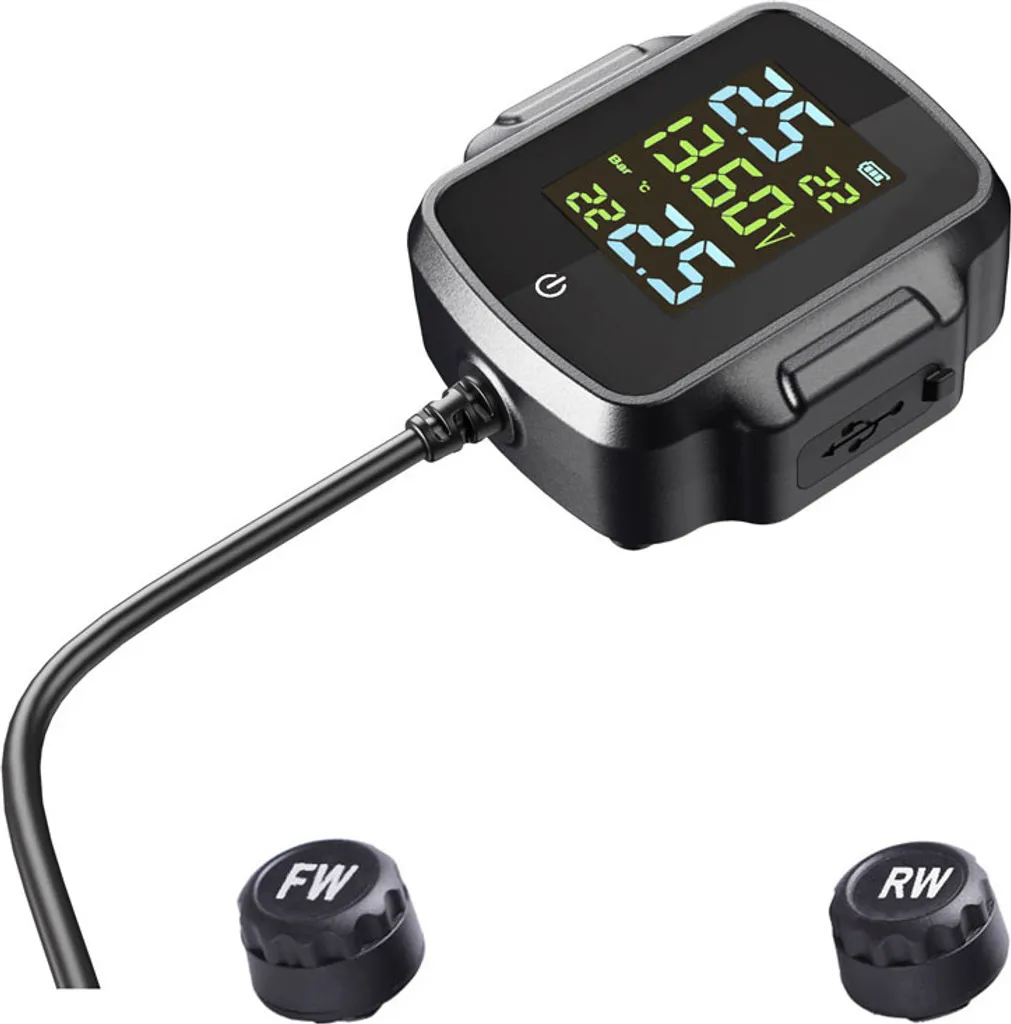 Système TPMS Moto sans fil avec 2 capteurs externes et support USB