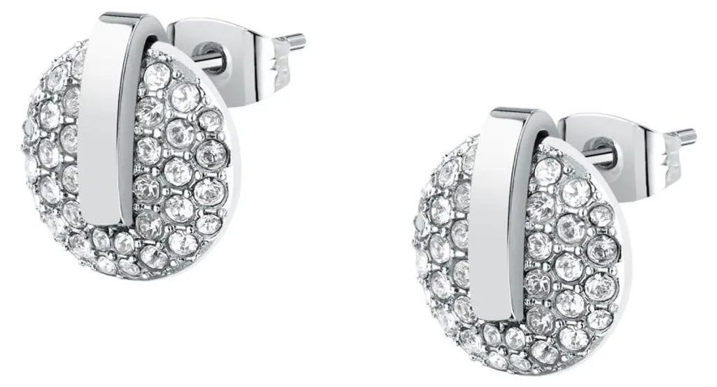 Boucles d'oreilles pendantes en acier et cristaux ronds pour femme