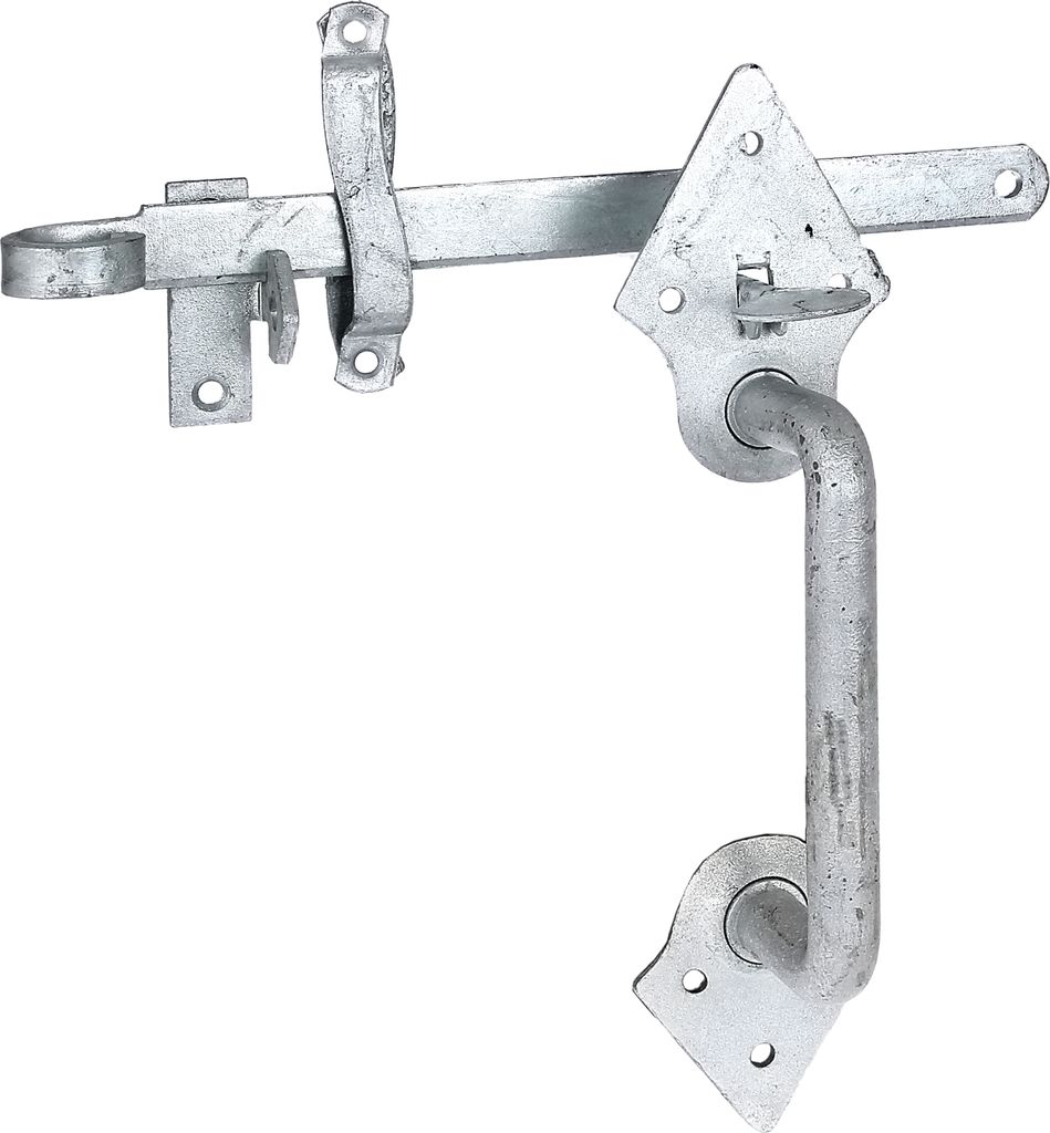 Alberts Klinken-Set | für Flechtzaun- und leichte Holztore | zum Anschrauben oder Einschlagen | feuerverzinkt | Länge 260 mm