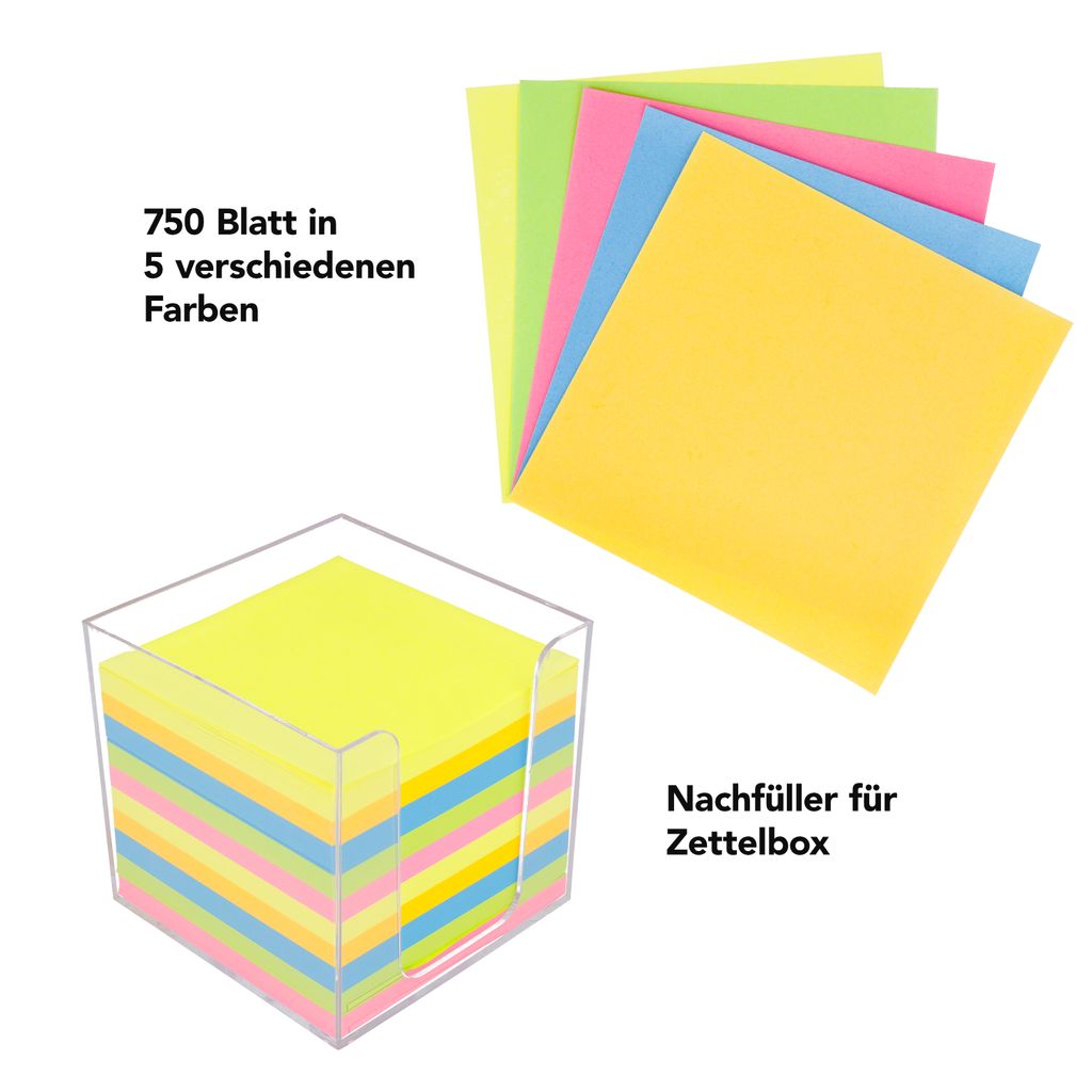 Landré Zettelbox 9x9cm - 800 Bunte Notizzettel Im Praktischen Kasten