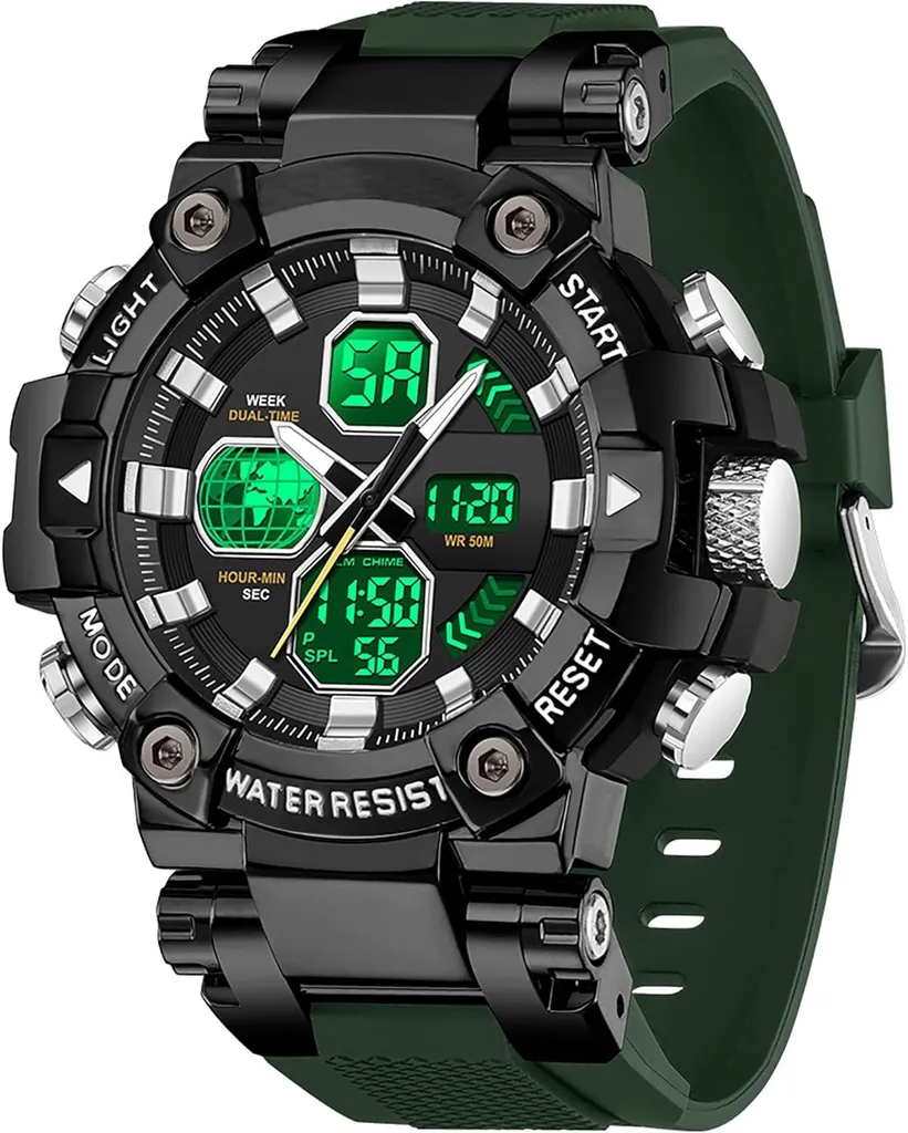 Orologio Uomo Sportivo Blu 5ATM Impermeabile Rugged TPU - Offerta Regalo