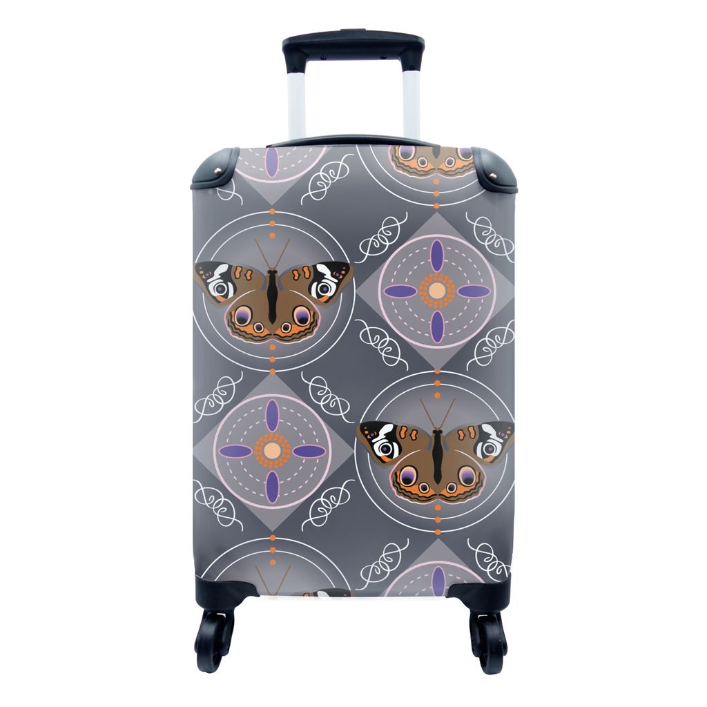 MuchoWow Koffer Handgepäck Trolley Rollkoffer Kleine Reisekoffer mit 4 Rollen - Muster - Schmetterlinge - Abstrakt - Cabin Size < 55x40x23 cm & ...
