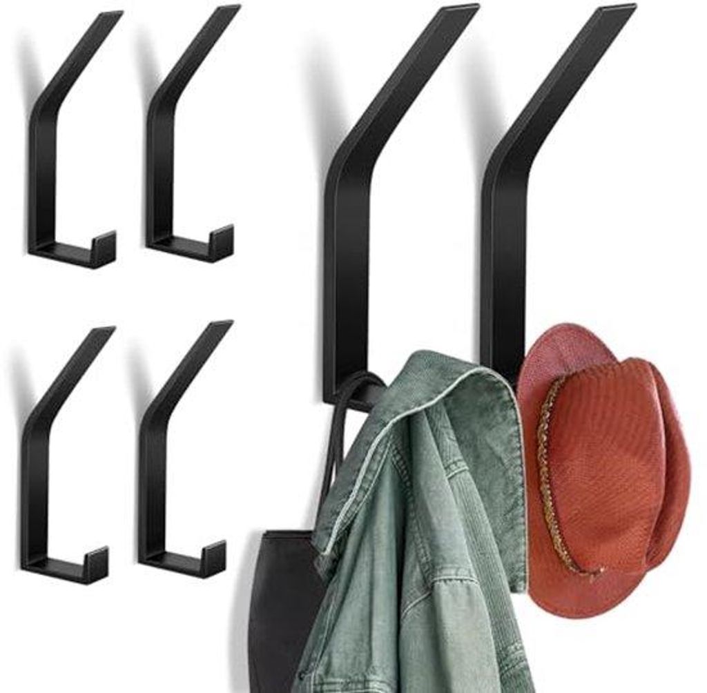 Moderne schwarze Hakenleiste, 6 Haken, ideal für Jacken und Accessoires