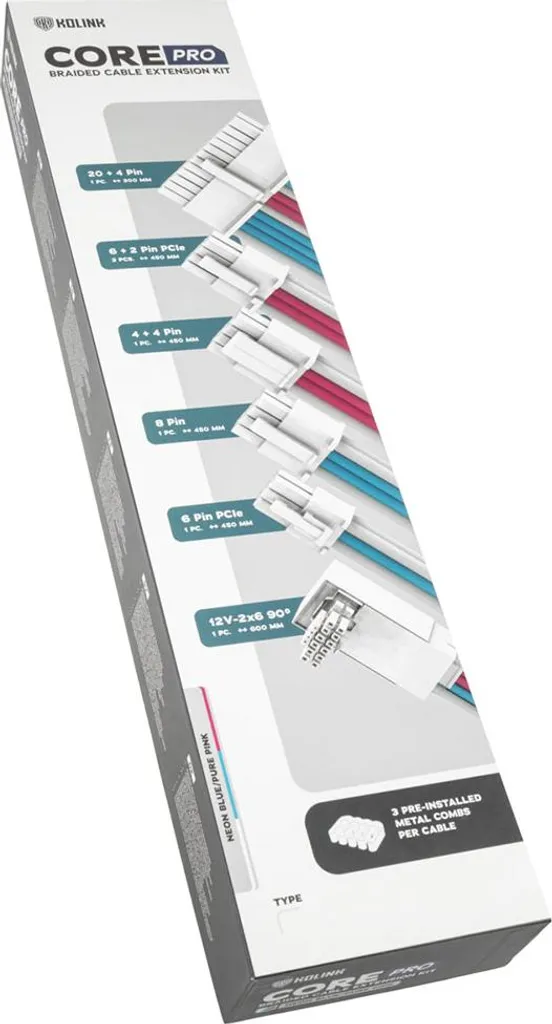 Extension Câble Alimentation PC Kolink Core Pro pour Cable Management Design
