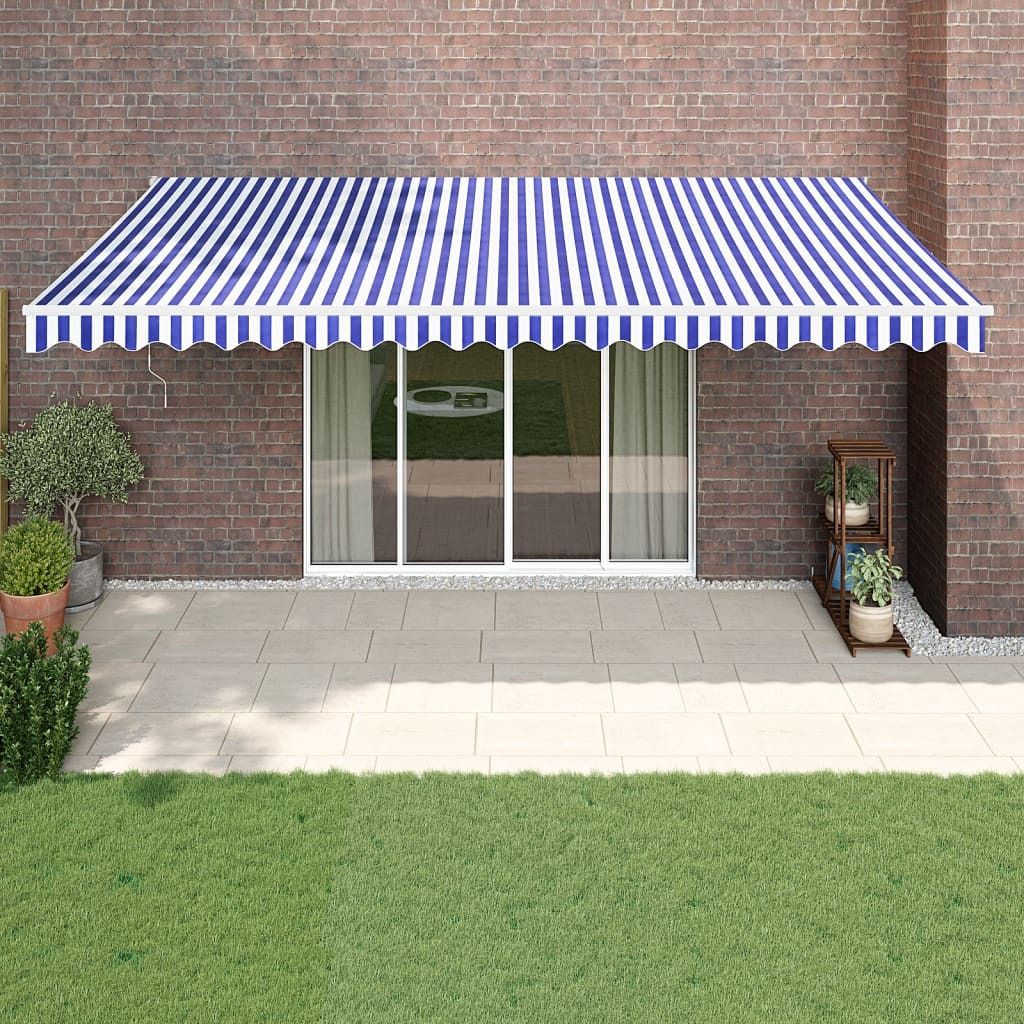 Maison Exclusive - Markise Einziehbar Blau und Weiß 5x3 m Stoff und Aluminium