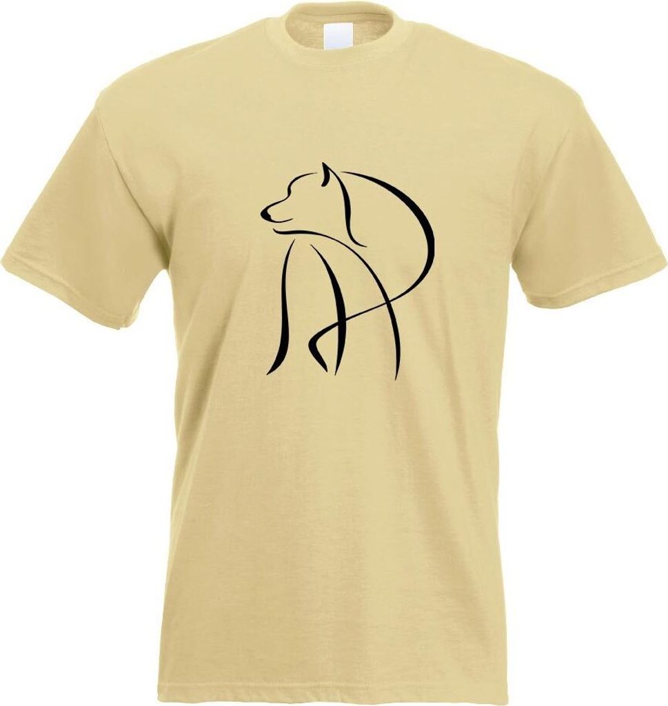 Kiwistar - T-Shirt - Khaki - Hund Motiv1 Motiv Bedruckt Funshirt Design Print - mit Motiv Bedruckt - Funshirt Design - Sport - Freizeit - Herren - M