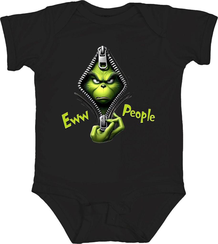 Grinch Eww People Reißverschluss Weihnachten lustig Geschenk Unisex Baby Body, Schwarz, 3/6