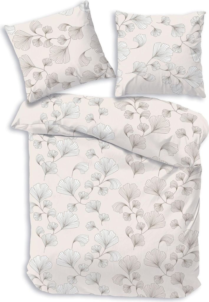 Dobnig Bettwäsche Flanell - Gingko-Blätter 135 x 200 cm sand Gingko-Blätter, sand