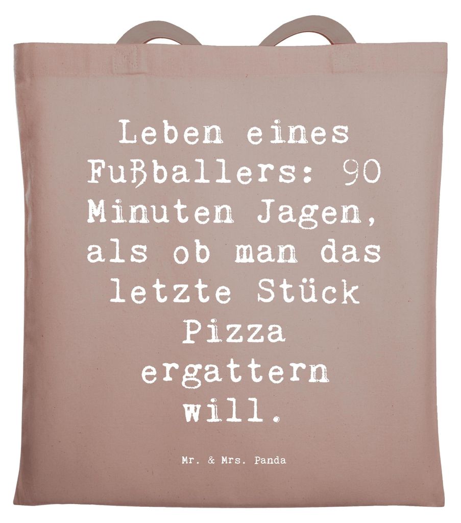 Mr. & Mrs. Panda Jutebeutel Spruch Fußballer Leidenschaft - Braun Pastell - Geschenk, Schultasche, Geschenke mit Herz, totebag, Laptoptasche, Beru...