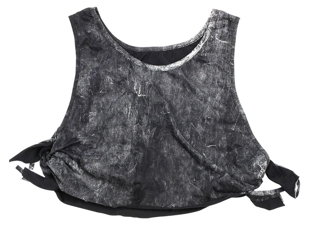 Croptop - schwarz-weiß - stone washed - used look - Jersey