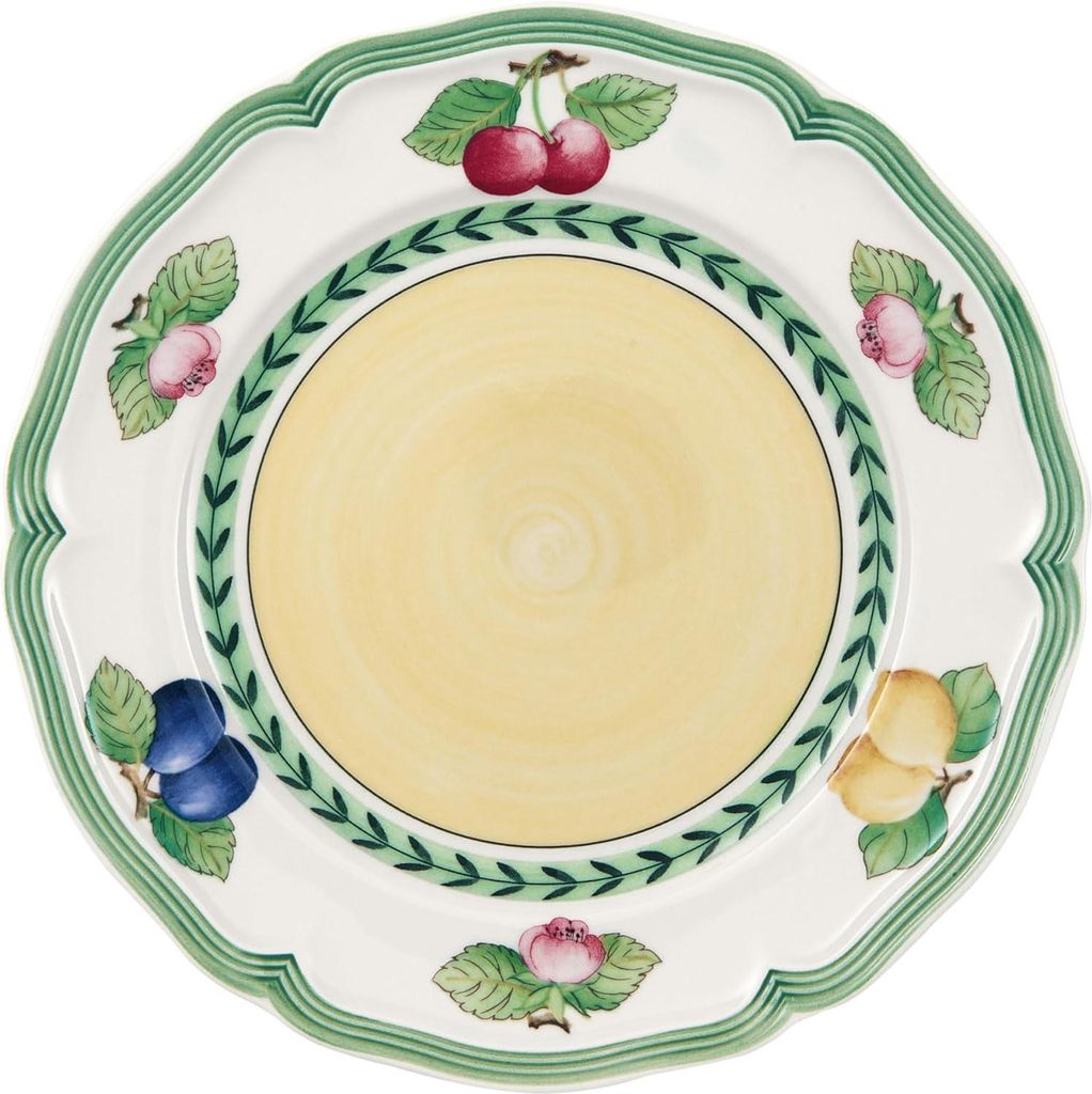 Frühstücksteller mit Obstmotiv - stilvoll und zeitlos - 1 Stück - Porzellan - 21 cm