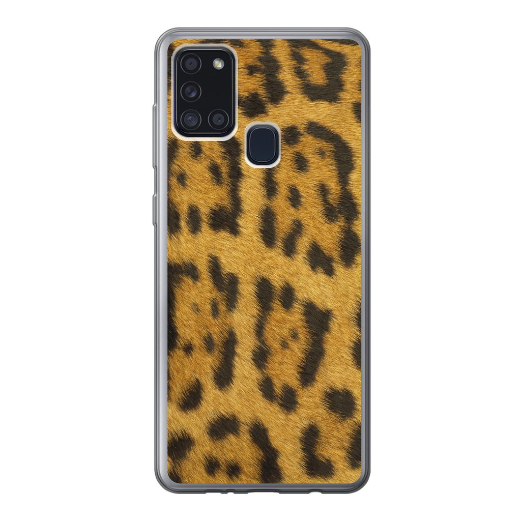 MuchoWow Handyhülle Schutzhülle Hülle für Samsung Galaxy A21s Leopardenfell Silikon Softcase Handy Hülle - Hartschale