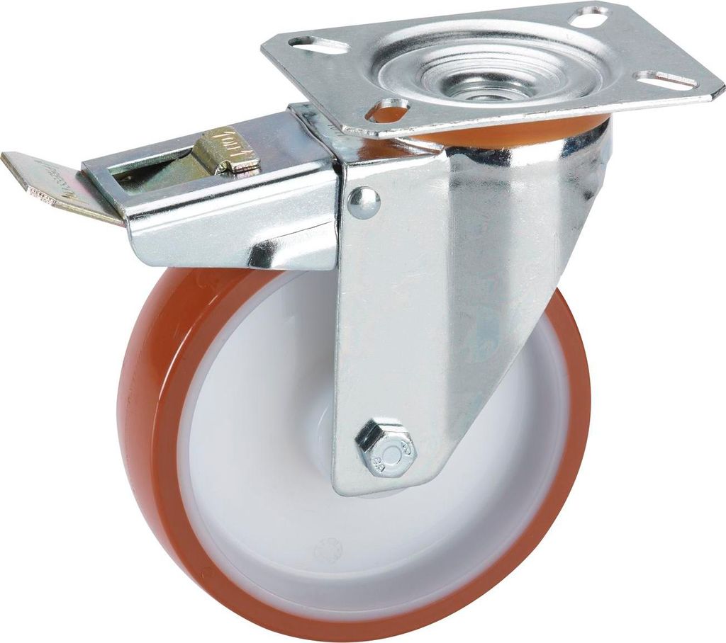 DÖRNER + HELMER Lenkrolle Polyurethan Polyamidfelge 100 mm 150 kg Feststeller