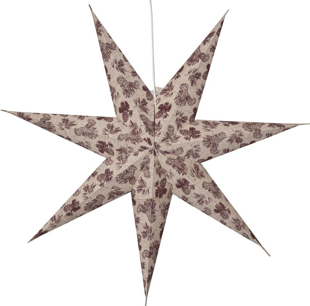Star Trading 502-84 Papierstern "Baumwolle" weiß mit rotem Muster, ca. 60 cm Ø, ausPapier, mit Stoff, ohne Leuchtmittel, Vierfarb-Karton