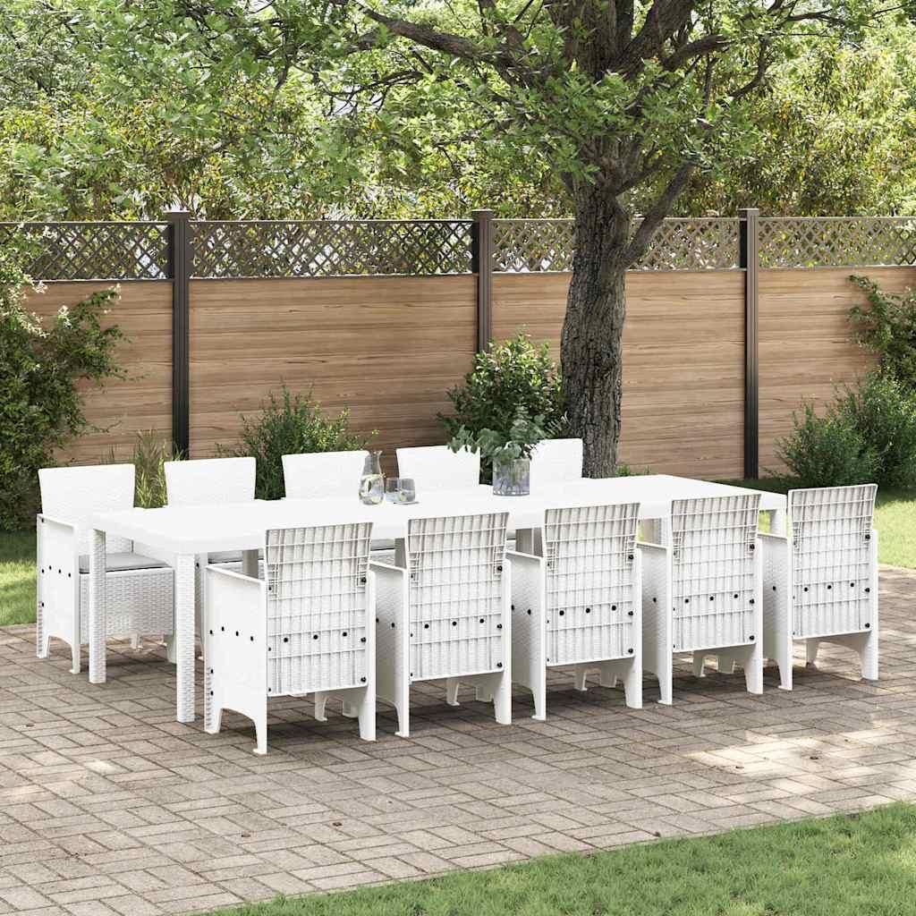 Maison Exclusive - Garten Essgruppe 11 pcs Weiß und Hellgrau Rattan und Polyester