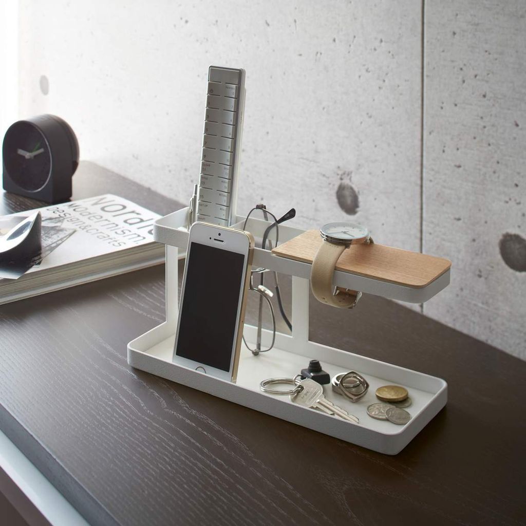 Yamazaki Desk Organizer für Handy Telefon Fernbedienung Uhren Stifte weiß 02299