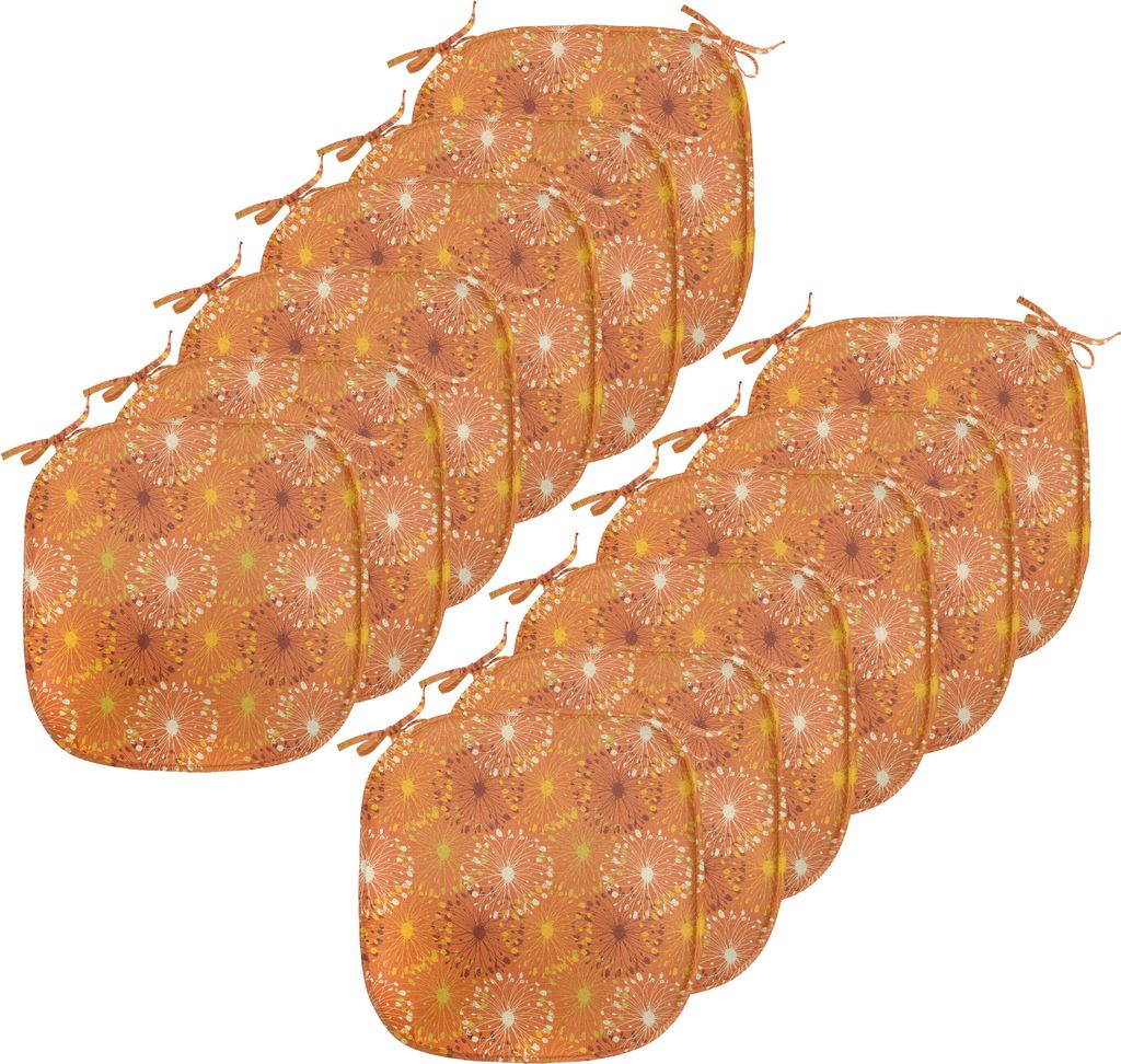 ABAKUHAUS Orange Polster für Esszimmerstühle, Grunge-Radialmuster, Dekoratives wasserfestes Kissen mit Riemen für Küchensitze, 40 cm x 40 cm-12...
