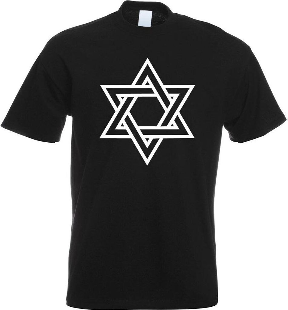 Kiwistar - T-Shirt - schwarz - Davidstern Judentum Motiv Bedruckt Funshirt Design Print - mit Motiv Bedruckt - Funshirt Design - Sport - Freizeit -...