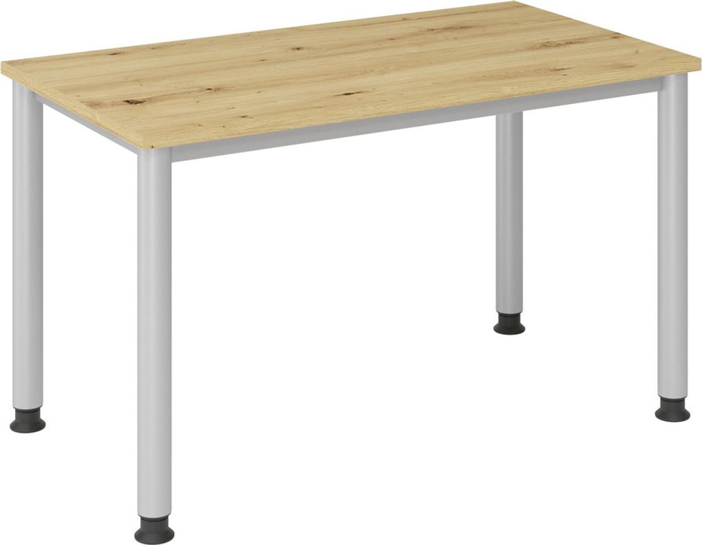 Hammerbacher VHS612/R/S Schreibtisch Mini Office H-Serie Asteiche/silber