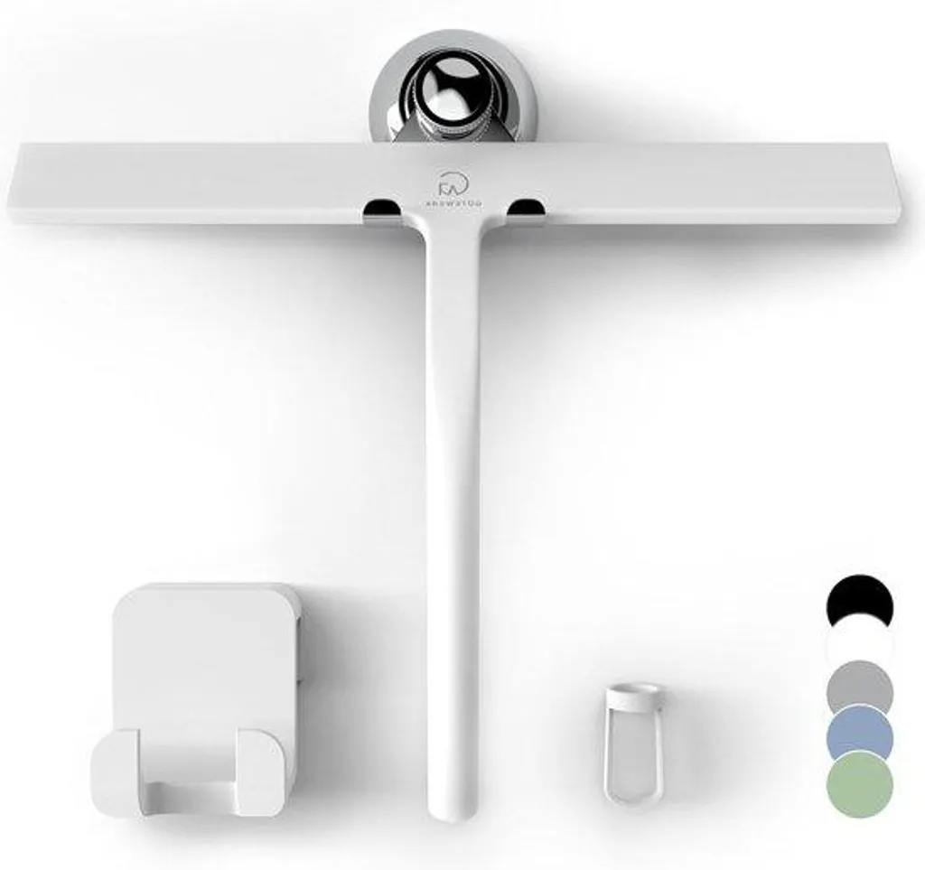 Anti-calcaire : Raclette douche 23 cm blanche sans perçage mur