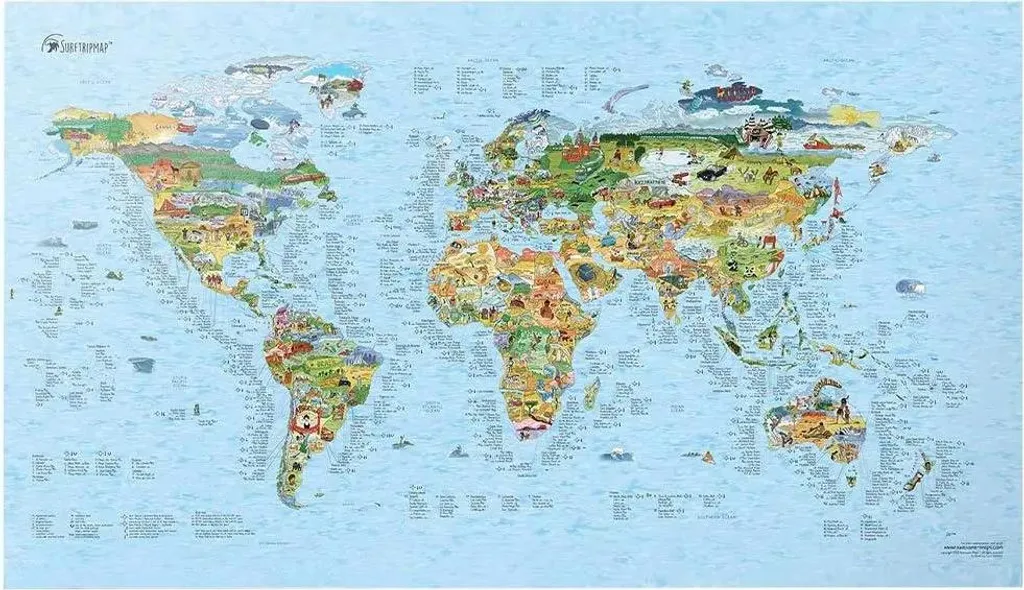 Carte Surf World Edition Originale Multicolore Awesome Maps Grand Format