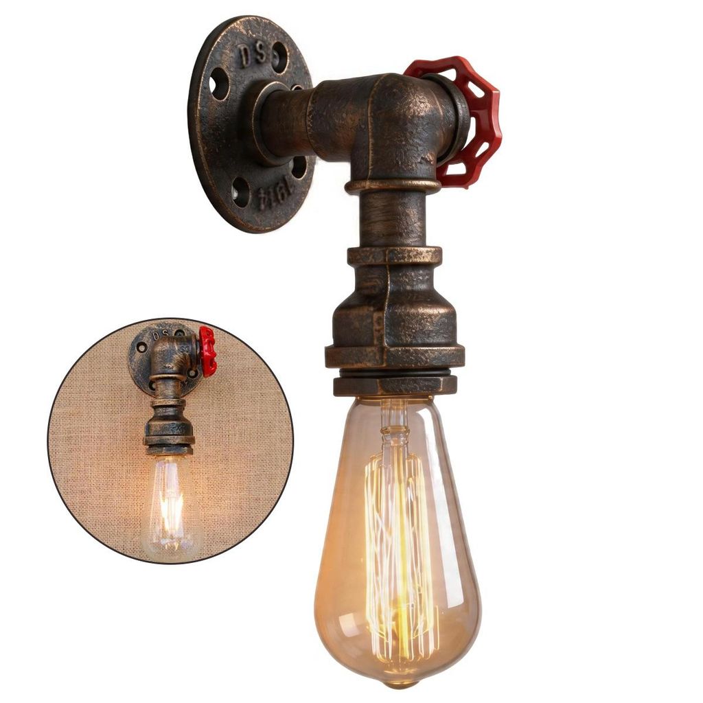Wandlampe Industrial Vintage Rohr Design E27 Fassung Metall 60W Retro Wandlicht für Café Bar Restaurant Wohnzimmer 10–15m²