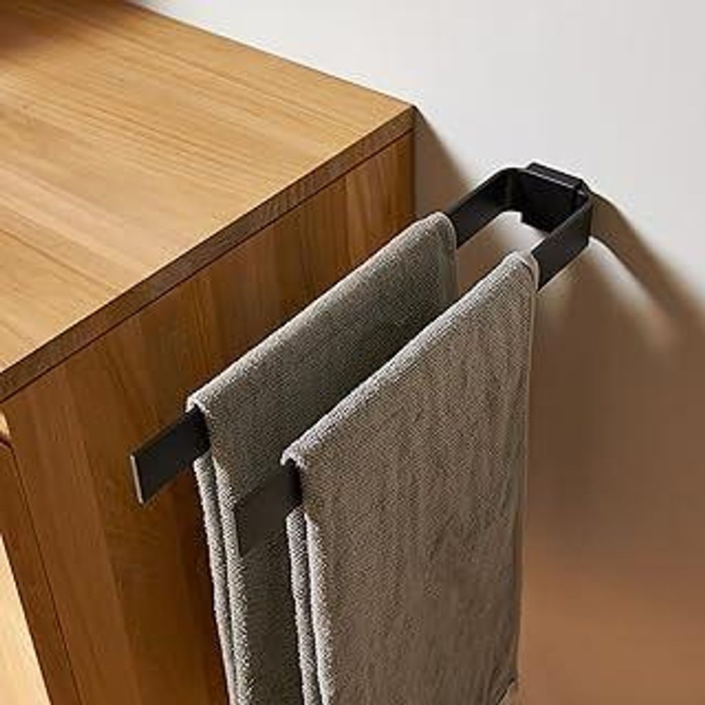 Handtuchhalter zweiarmig 42 cm | Doppel Handtuchstange für Bad & Küche | Handtuchhalter Wand | Halterung für Handtücher | Handtuchhalter Schwar...