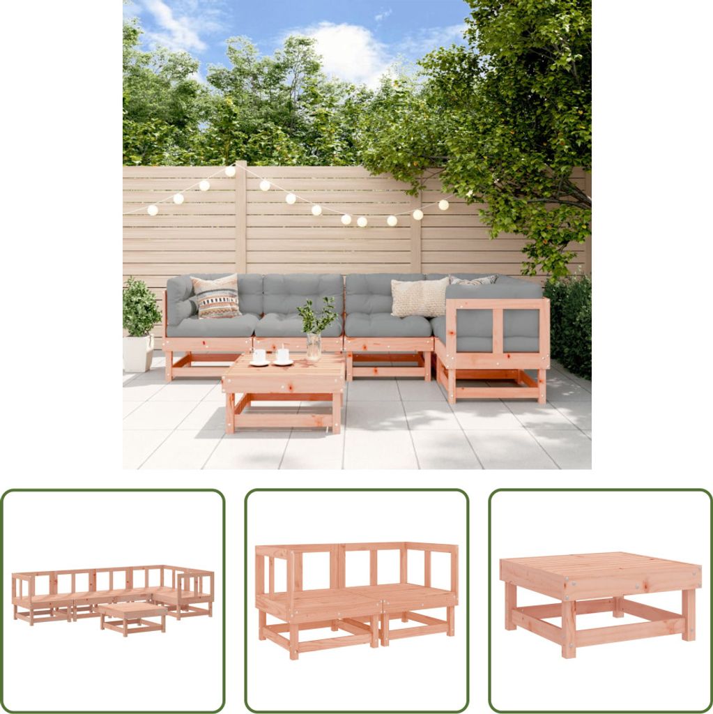 The Living Store 6-tlg. Garten-Lounge-Set Massivholz Douglasie