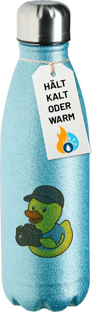 Huuraa Trinkflasche Quietscheente Fotografie Comic Gummiente 500ml Blue Edelstahl Wasserflasche Trinkflasche Geschenkidee