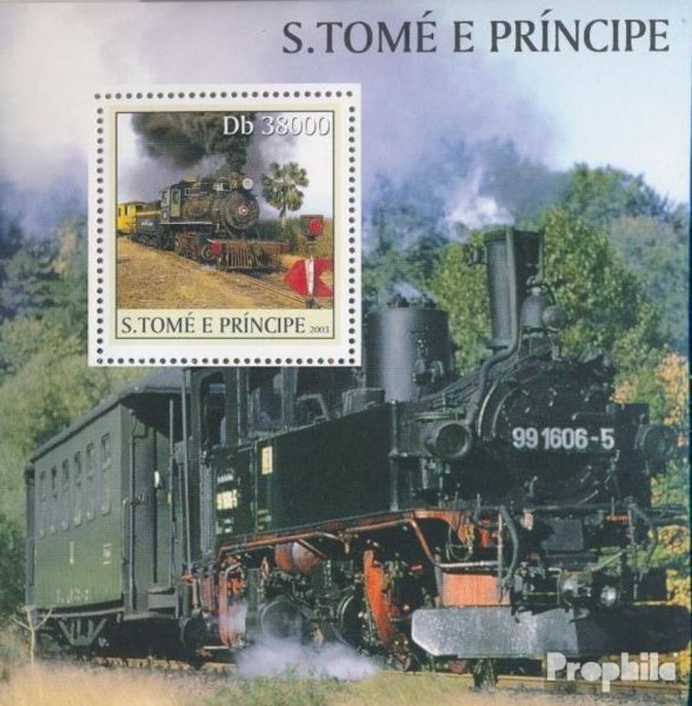 Briefmarken Sao Tome e Principe 2003 Mi Block 465 (kompl. Ausgabe) postfrisch Alte Dampflokomotiven