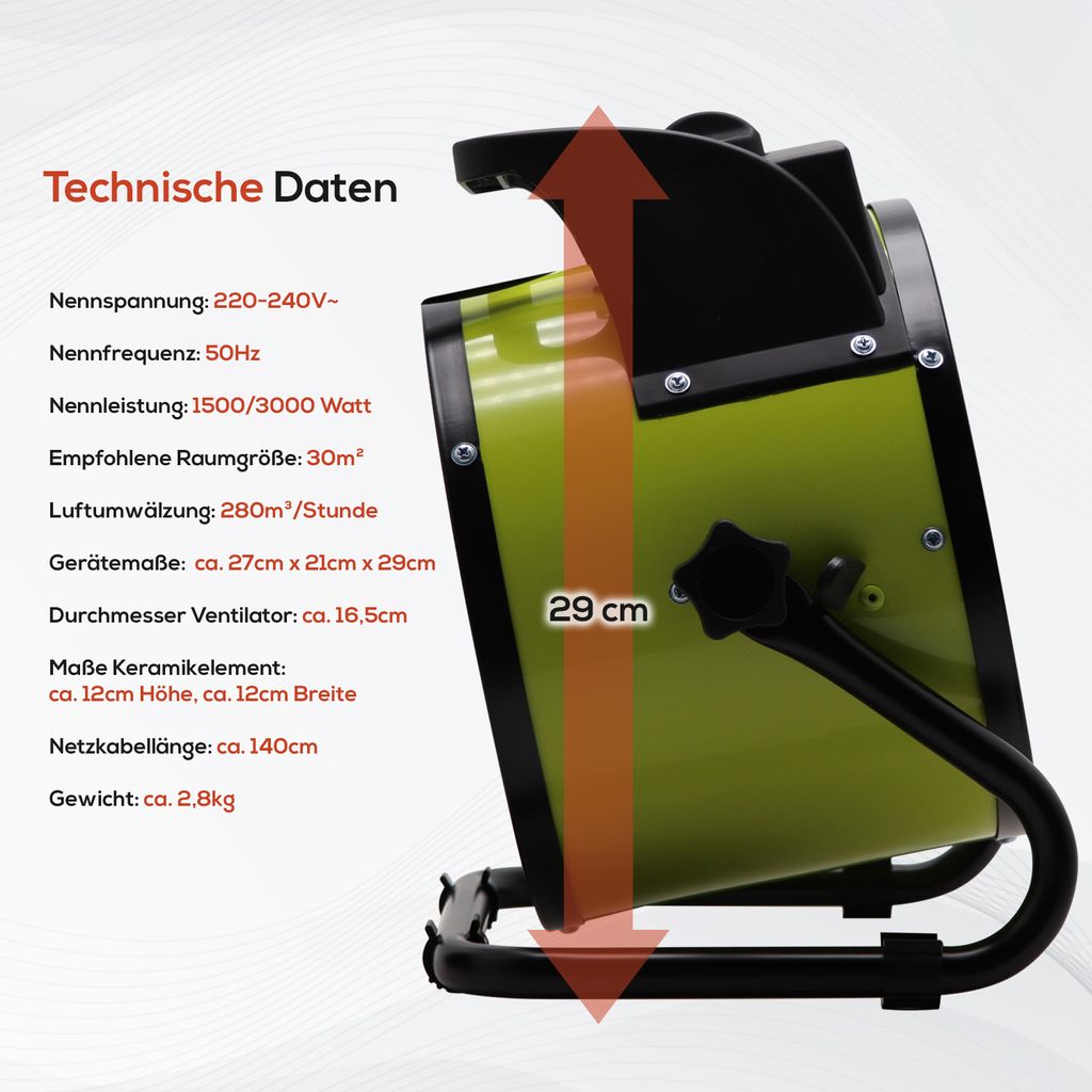 TroniTechnik® KH-503 Keramikheizer Heizlüfter Heizung 3.000 Produktbild 11