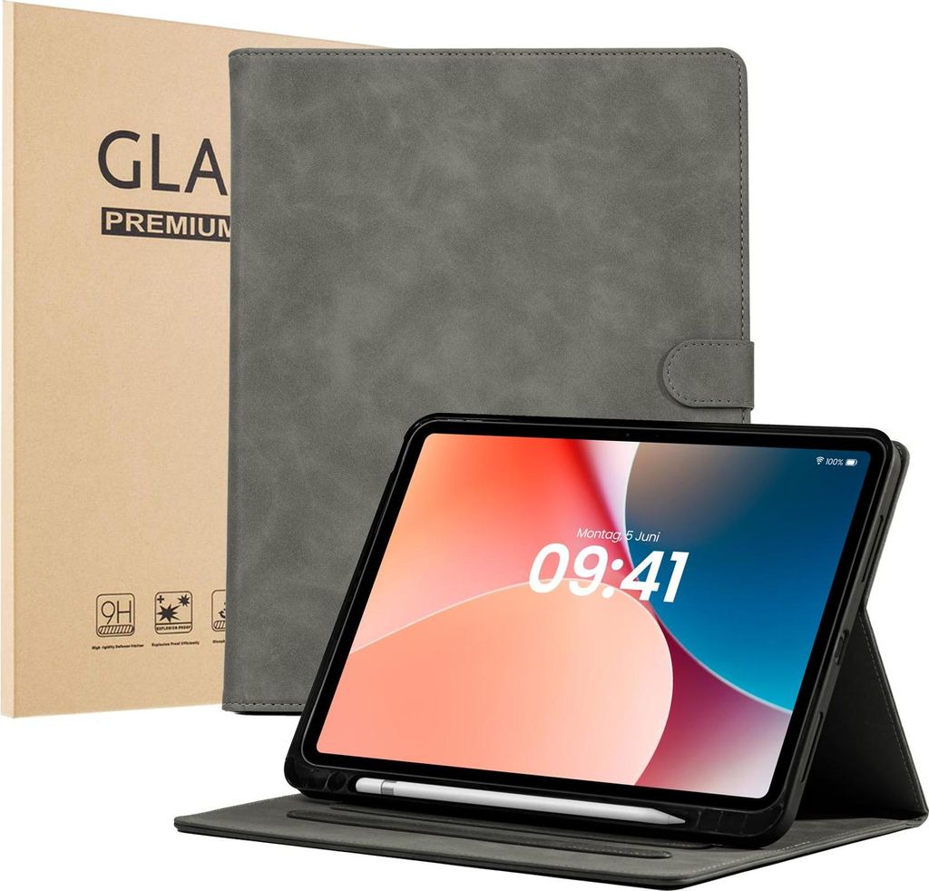 LBH Tablet Schutzhülle + 2x 9H Display Glas für Apple iPad Pro 8. Gen (M5) 2025 11 Zoll Cover Case Schutz Tablet Farbe: Grau
