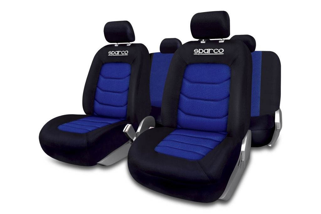SPARCO S-LINE Sitzschonbezug Vorne und Hinten Polyester Blau/Schwarz Sitzbezug
