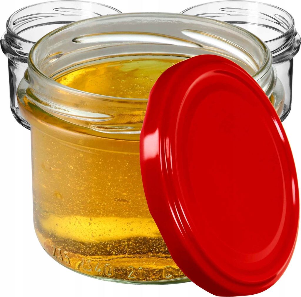 KADAX Einmachgläser mit Deckel "Tartu", Einmachgläser, 235ml, 100 Stück, roter Deckel