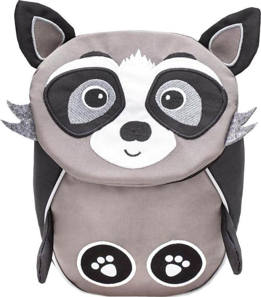BELMIL Kindergartenrucksack Mini Animals Raccoon Kunstfaser grau/schwarz