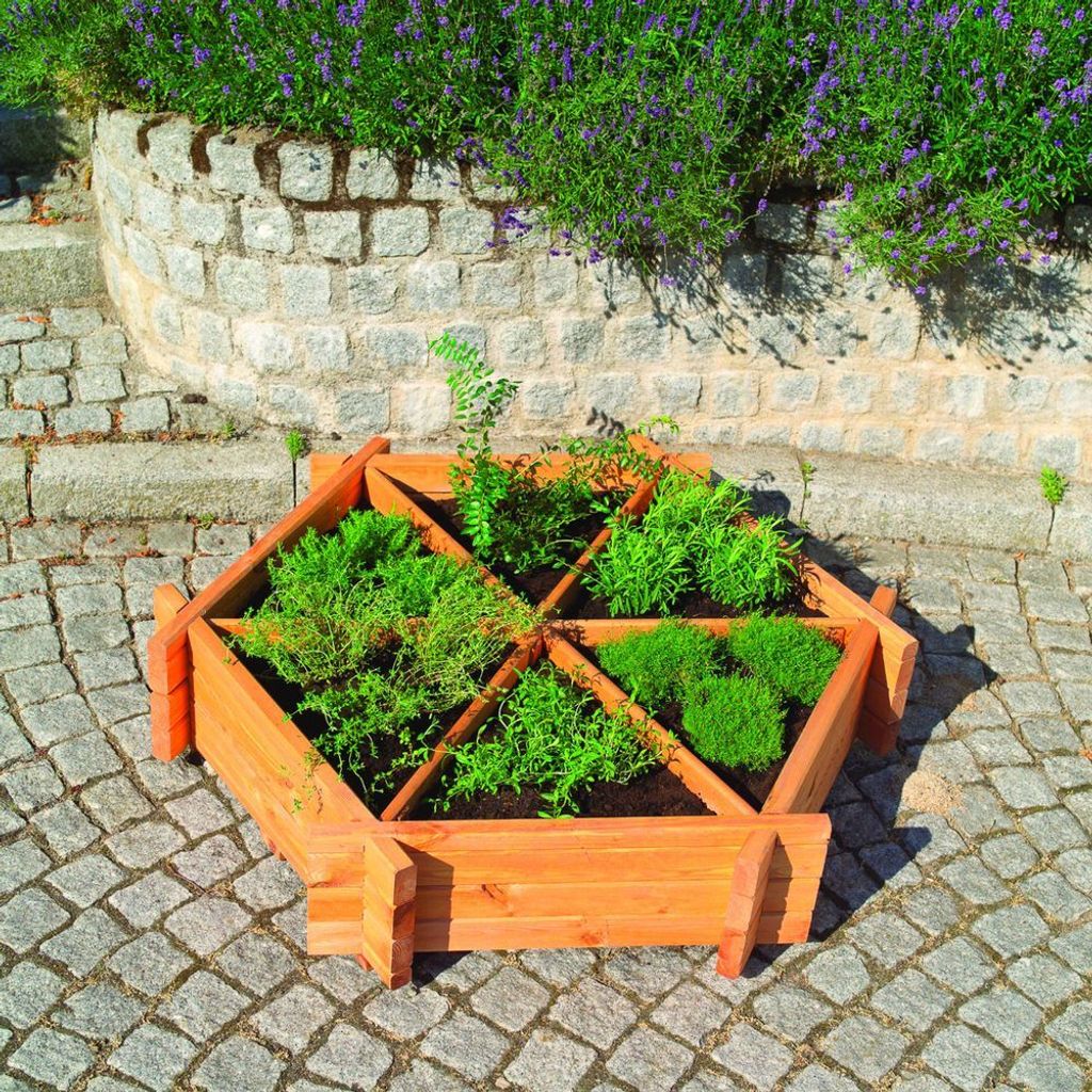 Kräuterhexagon 'Julia' Promadino Hexagon Beet Kräuter Holz Garten Pflanzkasten