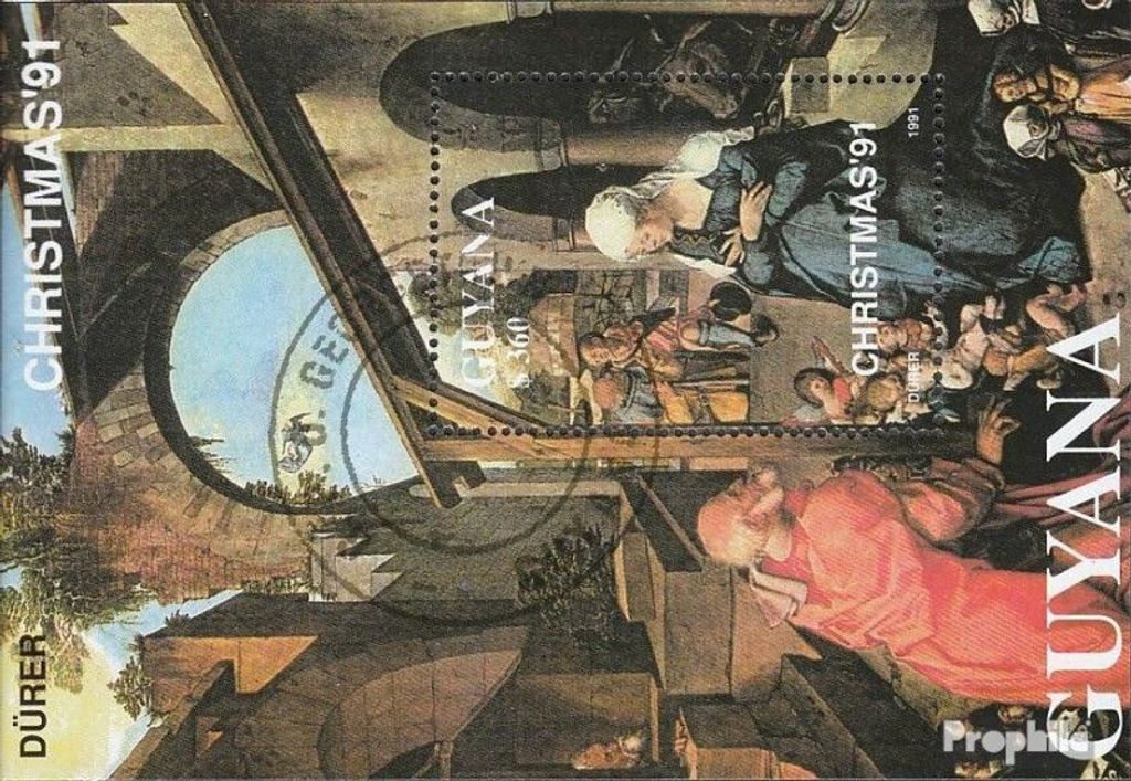 Briefmarken Guyana 1991 Mi Block161 (kompl.Ausg.) gestempelt Weihnachten: Madonnengemälde