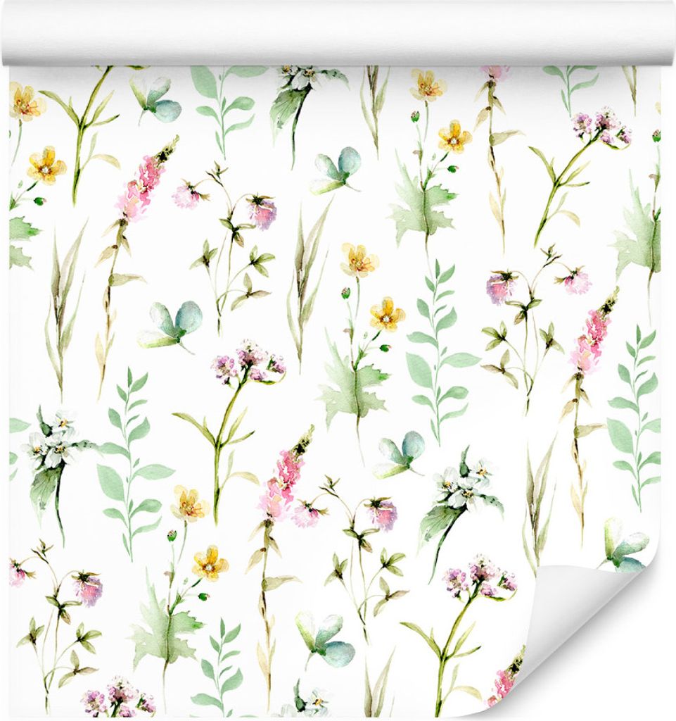 10m VLIES TAPETE Rolle Bunte Blumen Aquarell XXL