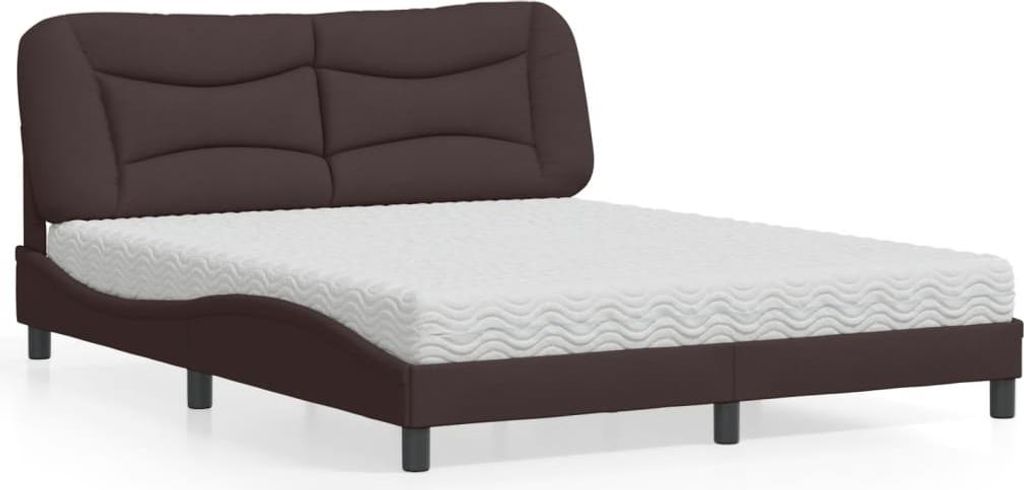 vidaXL Bett mit Matratze "Hvar" Dunkelbraun 160x200 cm Stoff