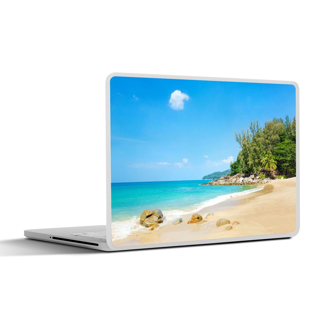 MuchoWow Laptop Aufkleber Sticker Cover Strand - Meer - Pflanzen - Tropisch 40x30 cm - Laptop Dekoration - Selbstklebend