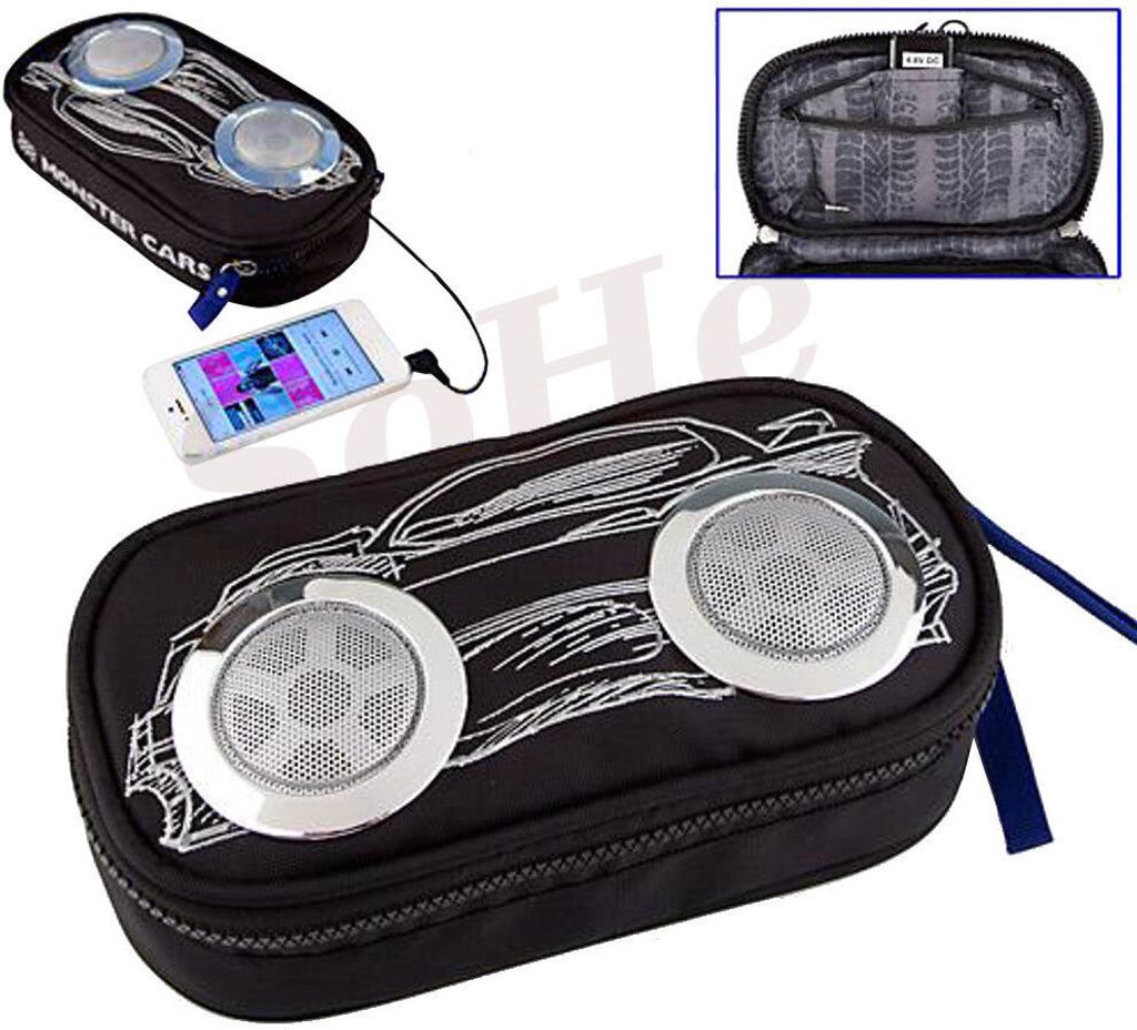 Depesche Monster Cars Sound Schlamper Federtasche mit Lautsprecher für MP3 Musik
