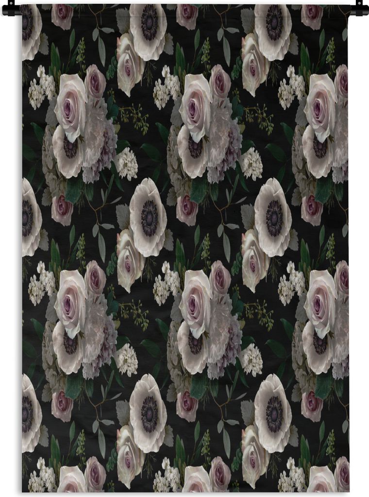 MuchoWow Wandteppich Wandbehang Blumen - Rosa - Rosen - Anemone 60x90 cm Tapisserie Dekoration Wandtuch - Foto-Teppich - Abwaschbar