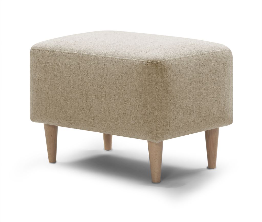 Bequemer Polsterhocker für Relaxsessel | beige | XDREAM | Fusshocker mit Holzfüßen