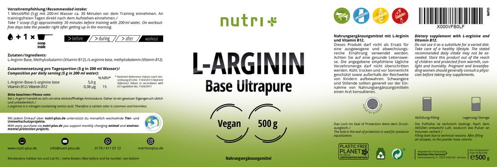 L-Arginin Base Pulver vegan 