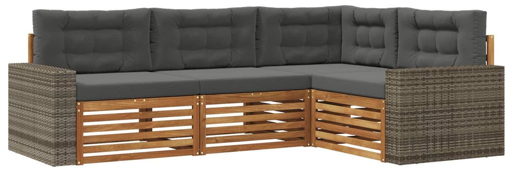 Outdoor-Sofagarnitur 4 pcs Natur und Anthrazit