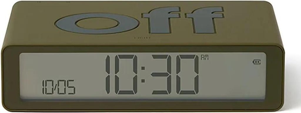 A digital alarm clock with the brand name 'OFF' visible on the top.