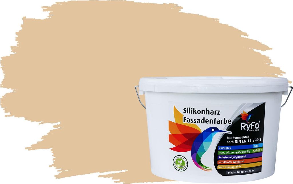 RyFo Colors Silikonharz Fassadenfarbe Lotuseffekt Trend Bahamabeige 10l - bunte Fassadenfarbe, weitere Braun Farbtöne und Größen erhältlich, De...