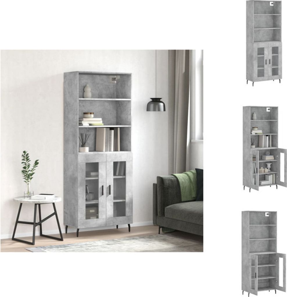 vidaXL Highboard Betongrau 69,5x34x180 cm Holzwerkstoff -  Produktbild 